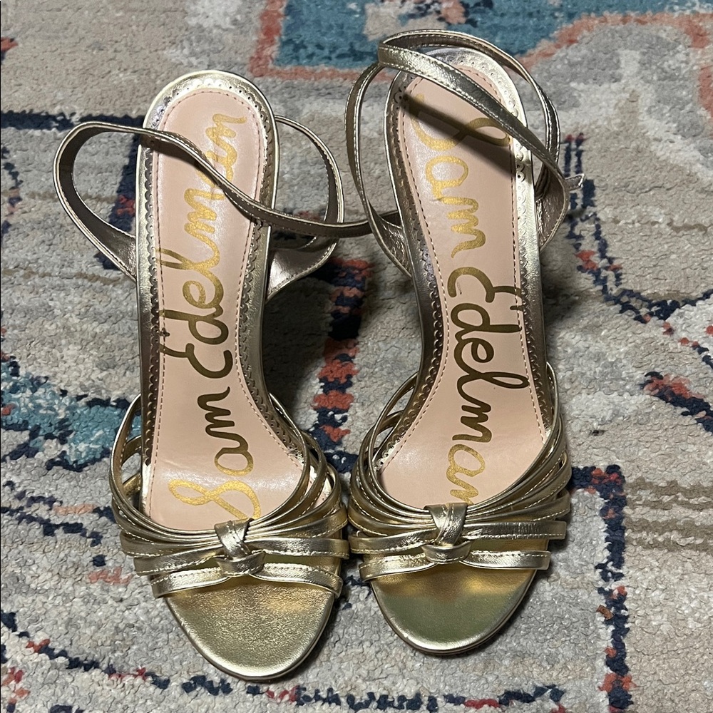 Sam Edelman Metallic Gold Strappy Heels